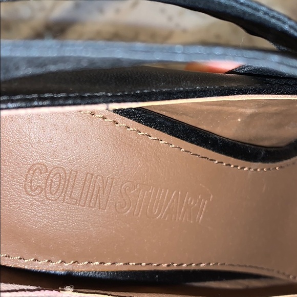 Colin Stuart Black Elastic Strappy Platform Heel 8 - Picture 3 of 7
